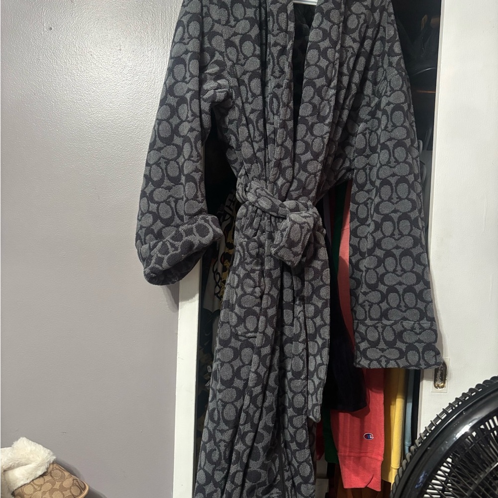 Coach Gray Signature Logo Robe